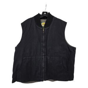 Cabelas Canvas Work Vest Mens XXL Black Faded Insulated Grunge Streetwear 90s